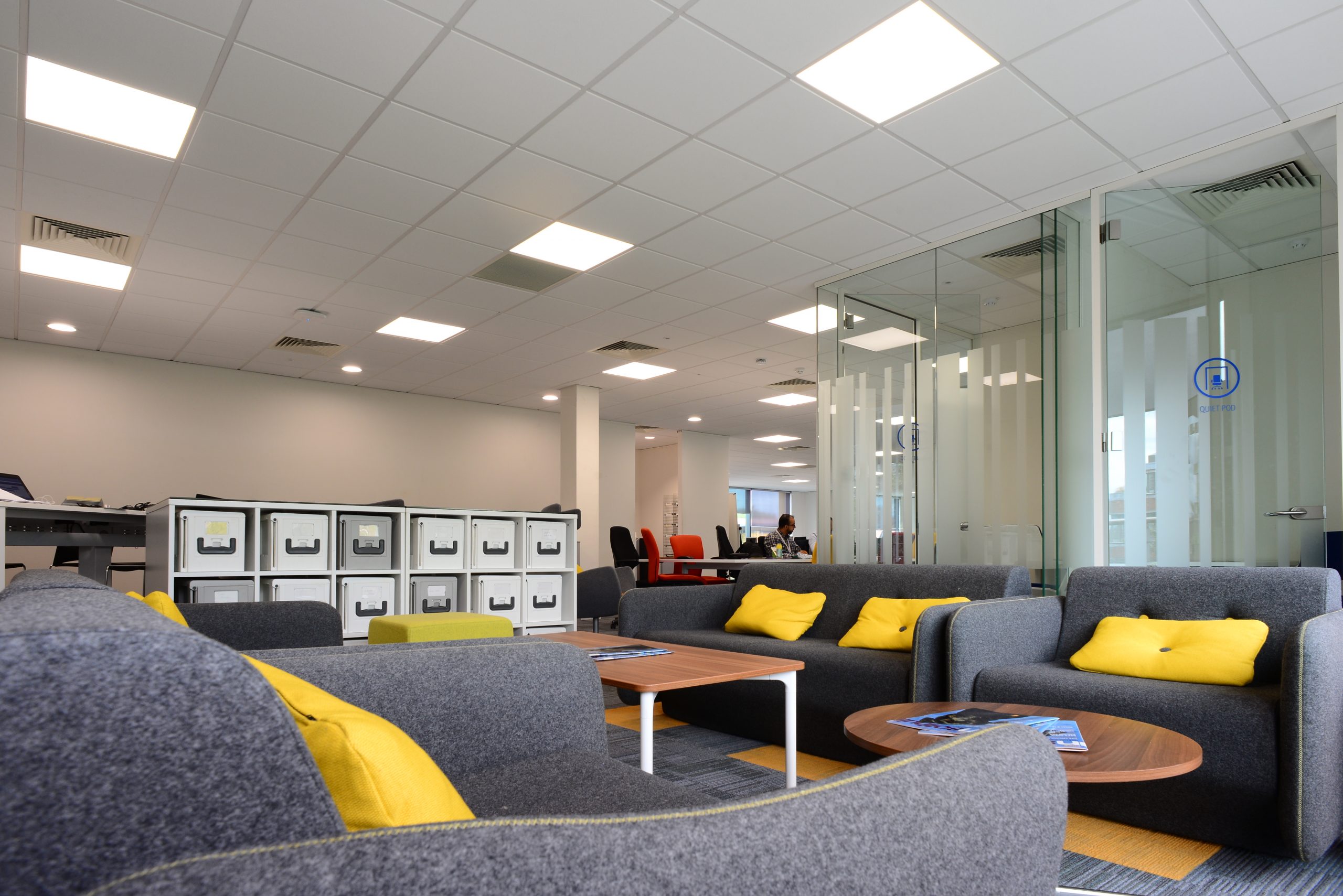 Zentia’s new Dune eVo Tegular mineral ceiling tiles installed on Npower