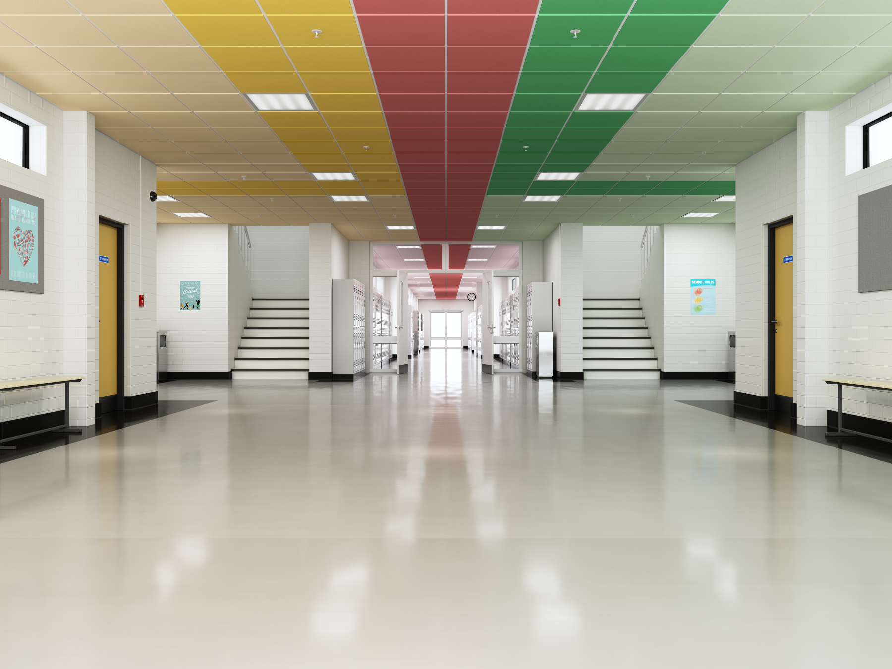 Navigating healthcare zones: designing with coloured ceiling tiles