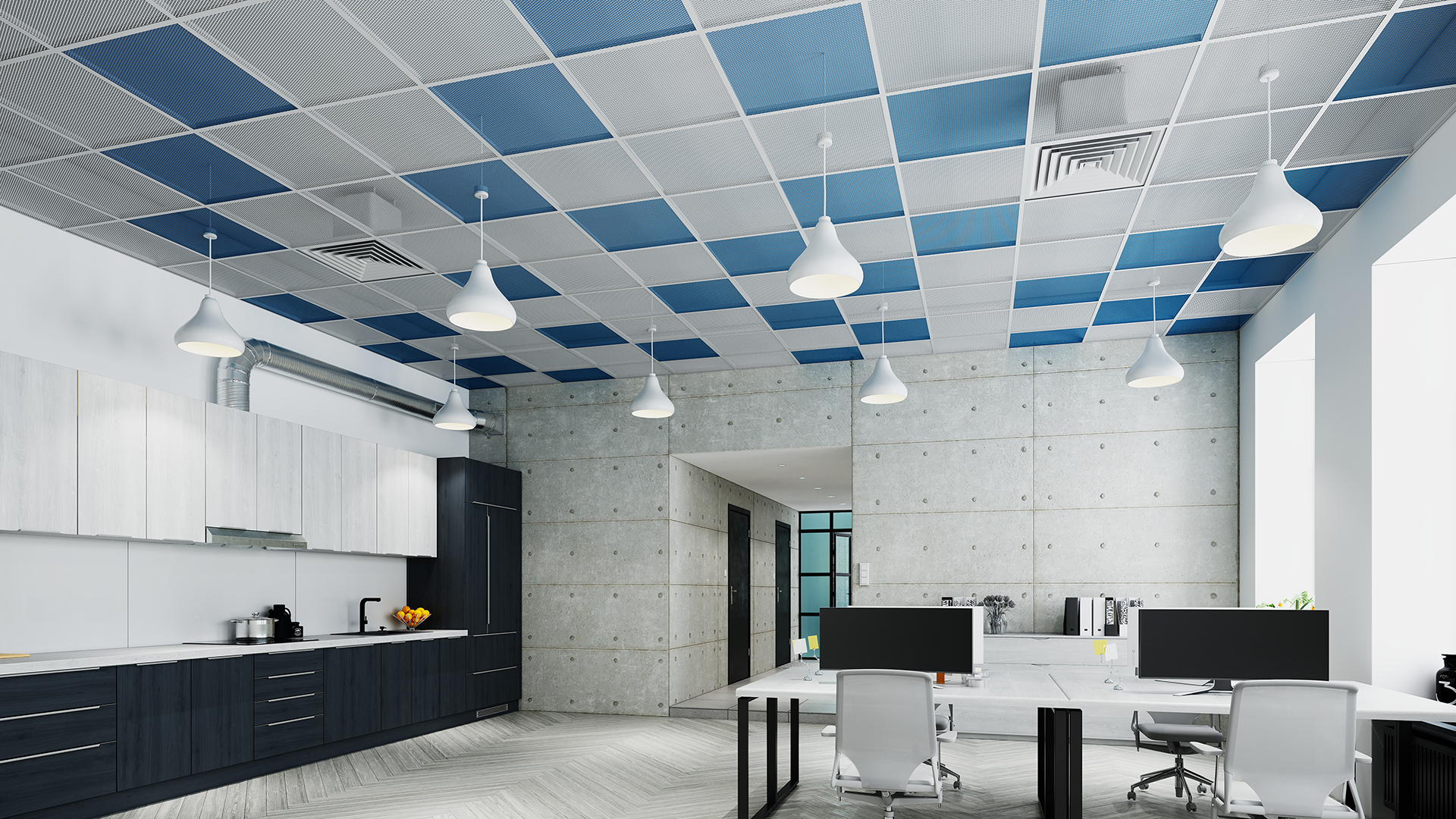 Zentia Ceiling Tile DecoMesh RB25 Office Kitchen HD