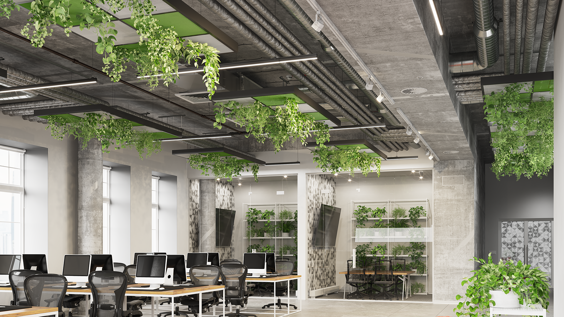 Zentia Ceiling Tile DecoMesh RB35 Open Plan Office HD