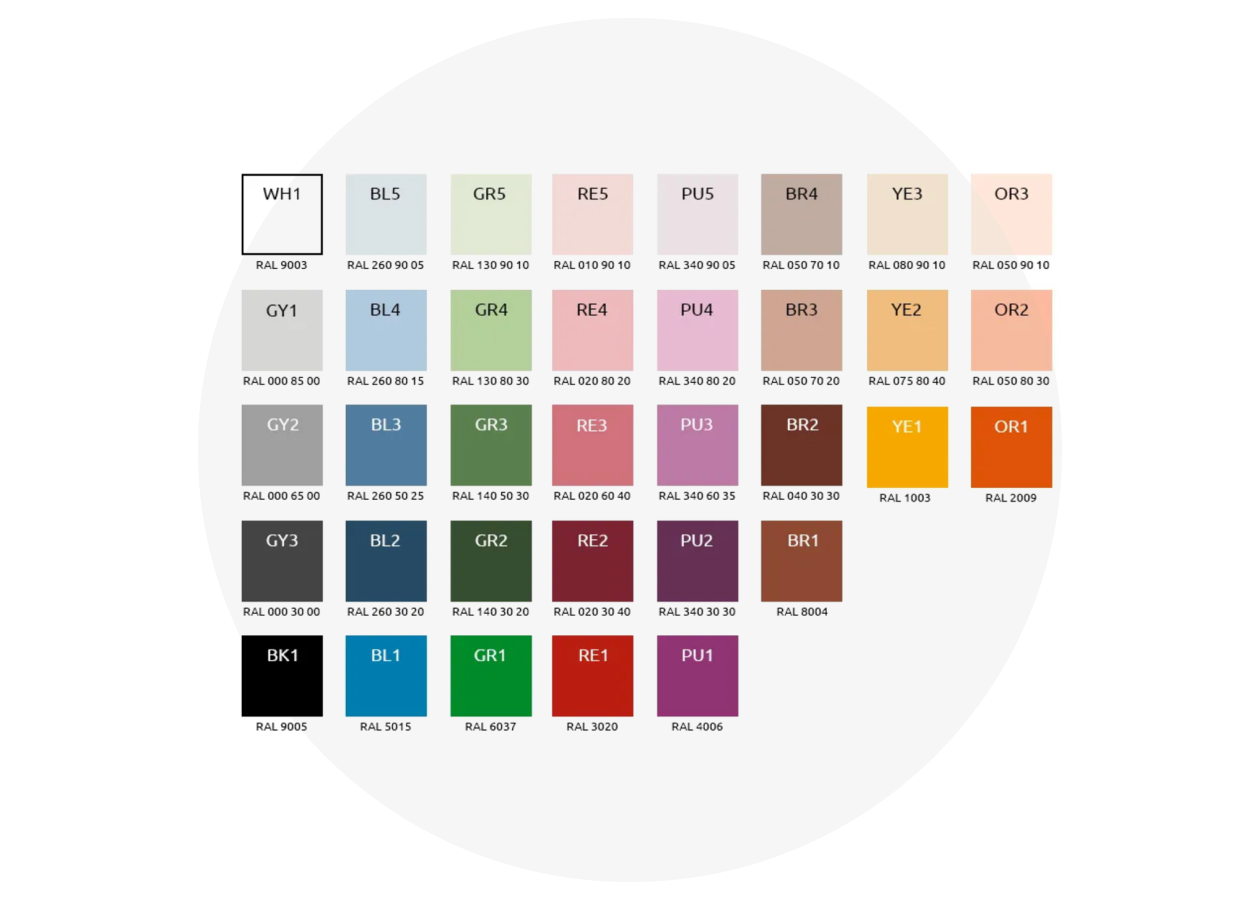 35 Standard<br>Colours
