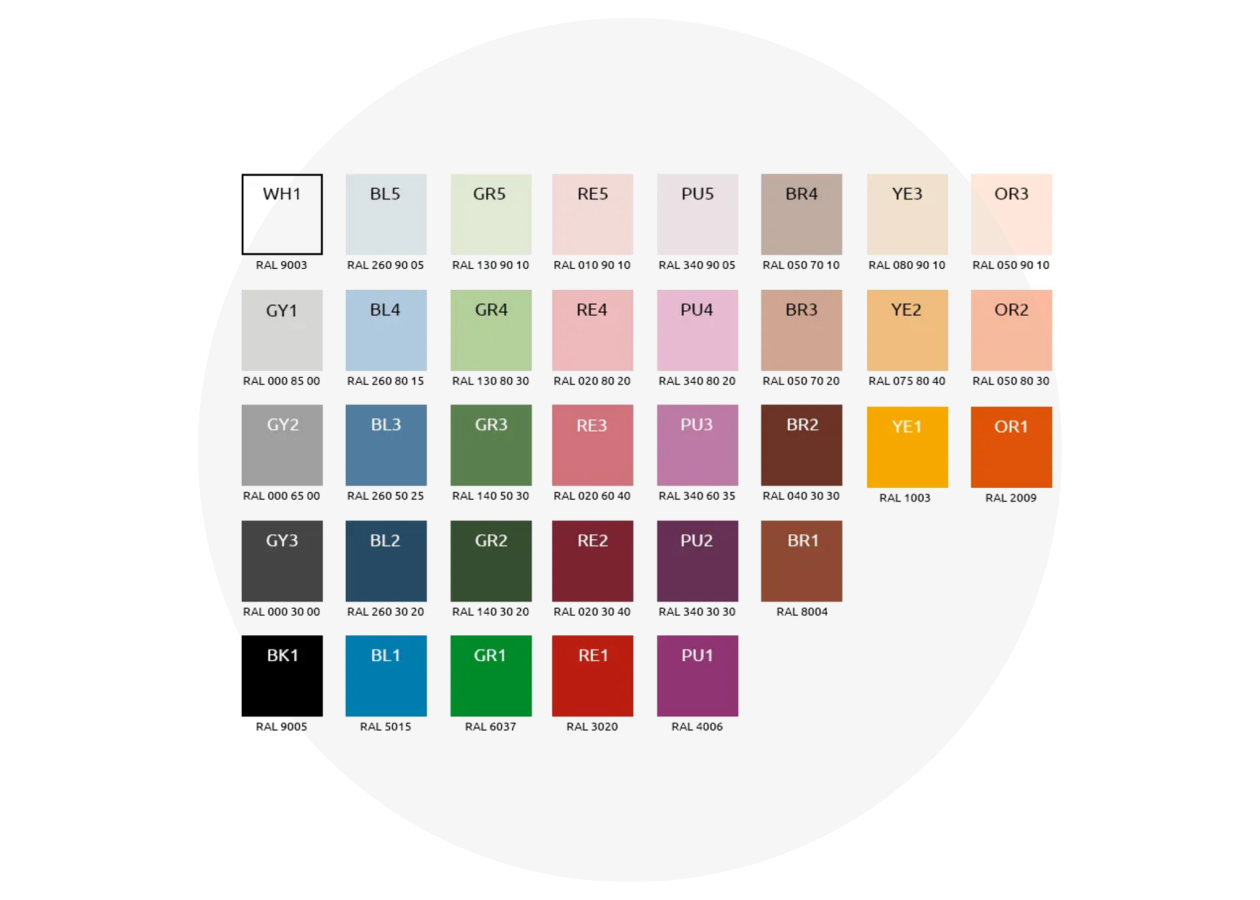35 Standard<br>Colours
